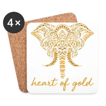 Heart of elephant mandala chakra gift - Coasters (set of 4) - white - Front