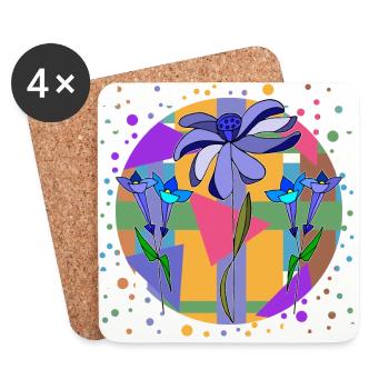 flowers - Coasters (set of 4) - white - Front
