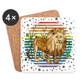 Lion - Dessous de verre (lot de 4) - blanc - Devant