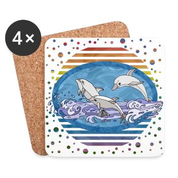 dolphins - Coasters (set of 4) - white - Front