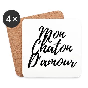 MON CHATON D'AMOUR - Dessous de verre (lot de 4) - blanc - Devant