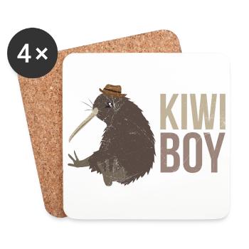 New Zealand Kiwi Boy Partner Look Funny Gift - Coasters (set of 4) - white - Front
