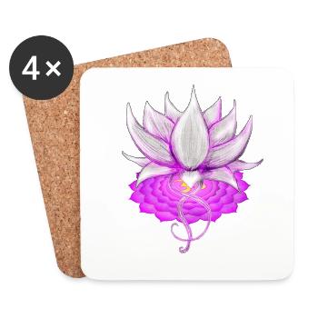 Lotus Kronenchakra - Untersetzer (4er-Set) - Weiß - Vorne