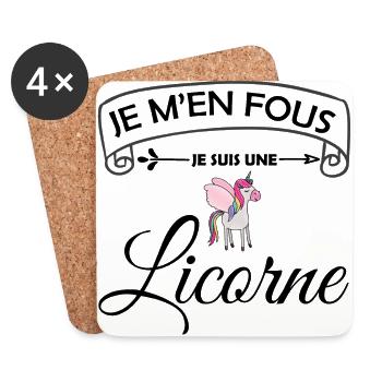 Je M'en Fous, Je Suis Une Licorne - Dessous de verre (lot de 4) - blanc - Devant
