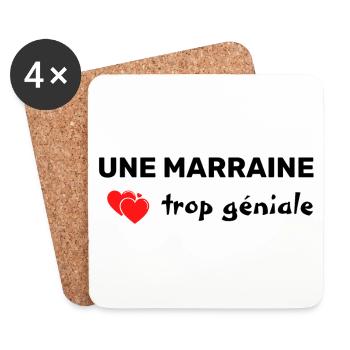 tshirt marraine trop géniale cadeau noel - Dessous de verre (lot de 4) - blanc - Devant