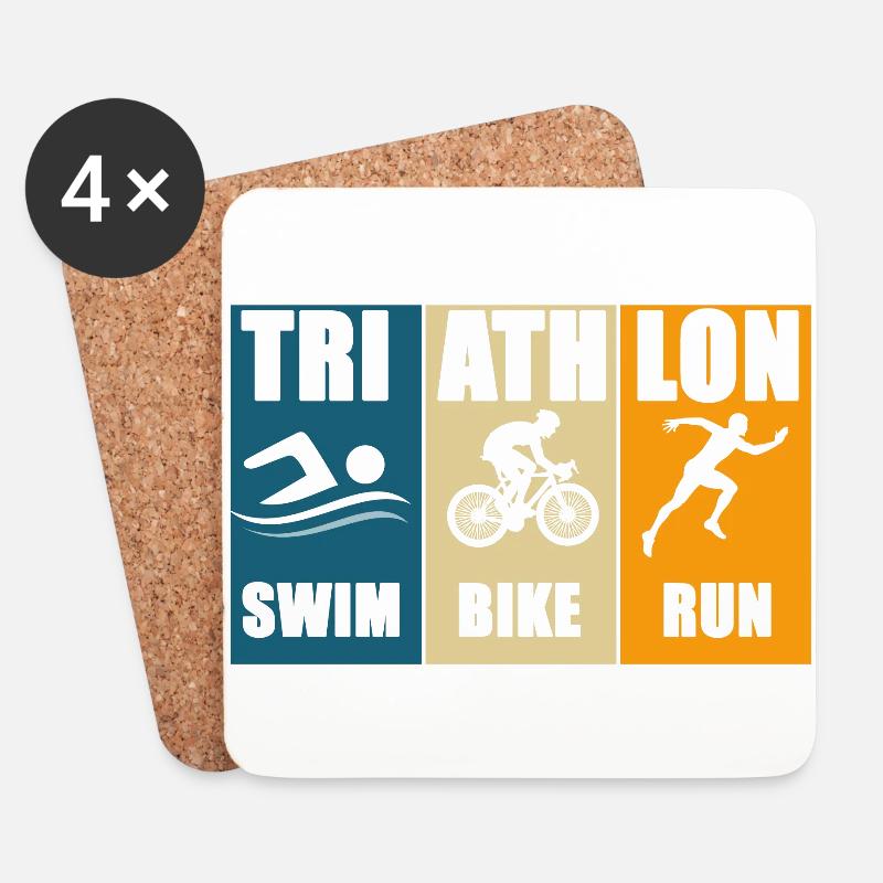 Triathlon-Schwimmradlauf - Untersetzer (4er-Set) - Weiß