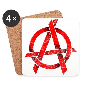 Red anarchy sign Fuck the System Punk Logo - Coasters (set of 4) - white - Front