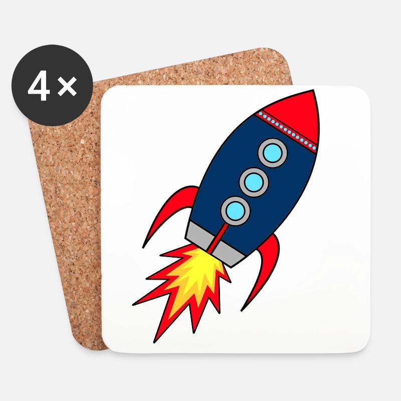 Rocket * Rakete startet - Untersetzer (4er-Set) - Weiß
