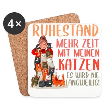 Rente Ruhestand Pension mit Katzen Kätzchen - Untersetzer (4er-Set) - Weiß - Vorne
