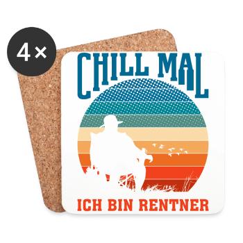 Chill mal in bin Rentner Ruhestand Pension Rente - Untersetzer (4er-Set) - Weiß - Vorne