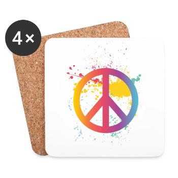 Coloré signe de paix paix symbole paix - Dessous de verre (lot de 4) - blanc - Devant