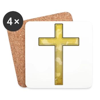 Goldenes Kreuz Christentum Jesus Christus Kirche - Untersetzer (4er-Set) - Weiß - Vorne