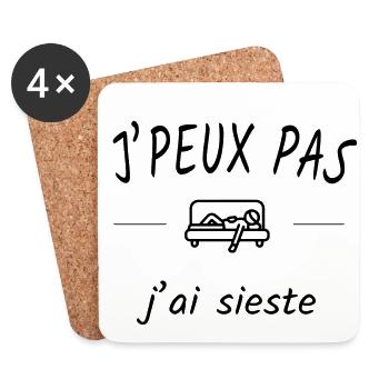 Je peux pas j'ai sieste - Dessous de verre (lot de 4) - blanc - Devant