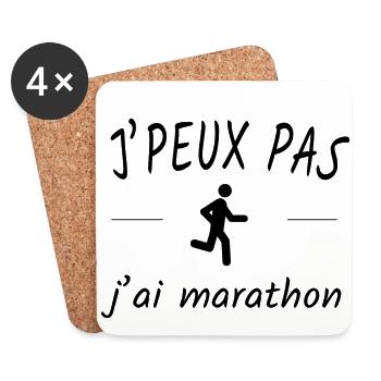 Je peux pas j'ai marathon - Dessous de verre (lot de 4) - blanc - Devant