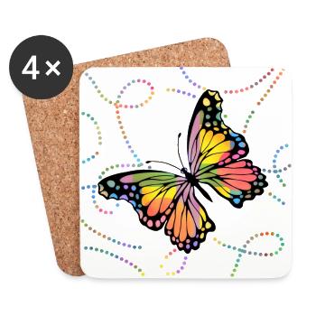 papillon - Dessous de verre (lot de 4) - blanc - Devant