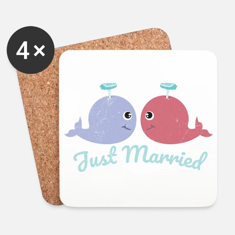 Fisch Zwei Wale haben gerade geheiratet Geschenk - Untersetzer (4er-Set) - Weiß