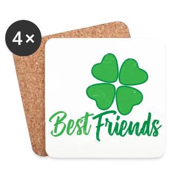 Friendship Best Friends Trèfle à quatre feuilles - Dessous de verre (lot de 4) - blanc - Devant