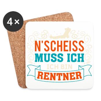 N'Scheiss muss ich Ich bin Rentner Lustiger Spruch - Untersetzer (4er-Set) - Weiß - Vorne