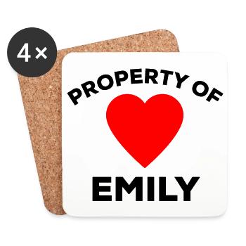 Property of Emily Boyfriend Girlfriend Love Taken - Coasters (set of 4) - white - Front