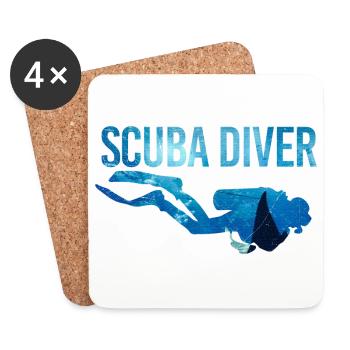 Double Exposure Tauchen Scuba Diver Geschenkidee - Untersetzer (4er-Set) - Weiß - Vorne