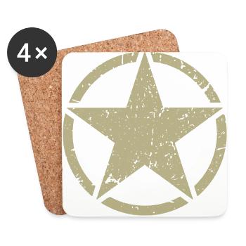 Star de l'armée - Dessous de verre (lot de 4) - blanc - Devant