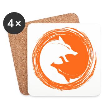 Yin Yang der Wölfe Wolfs Hunde Kunst Bild - Untersetzer (4er-Set) - Weiß - Vorne