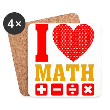 I love Math - Ich liebe Mathe Mathematik Herz Love - Untersetzer (4er-Set) - Weiß - Vorne