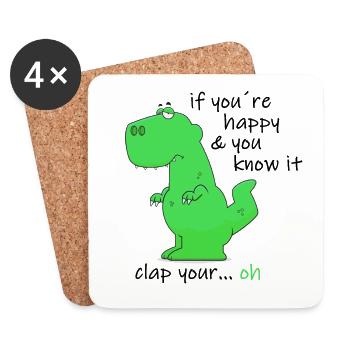 if you're happy & you know it clap your ... oh - Coasters (set of 4) - white - Front