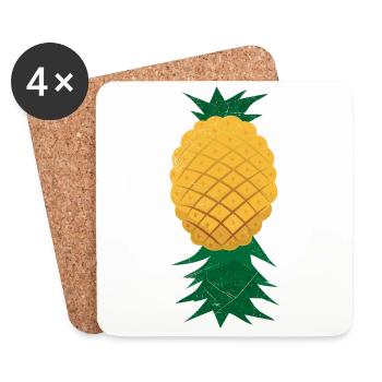 Upside Down Pineapple Fruit Lover Gift Idea - Coasters (set of 4) - white - Front