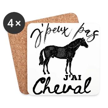 J'peux pas j'ai cheval - Dessous de verre (lot de 4) - blanc - Devant
