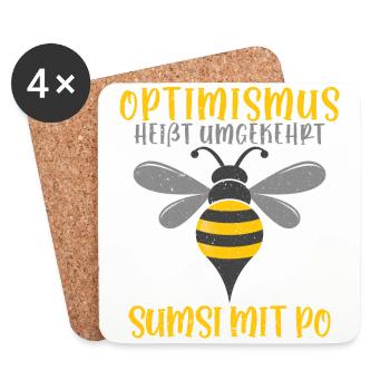 Optimismus heißt umgekehrt Sumsi mit Po - Untersetzer (4er-Set) - Weiß - Vorne