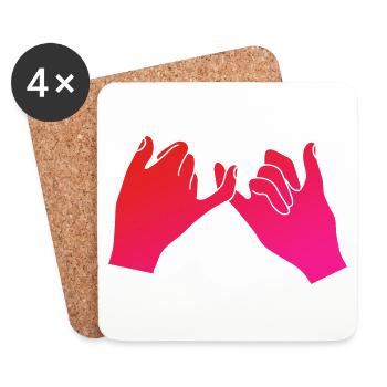 Pinky Swear pinky promise couple gift idea - Coasters (set of 4) - white - Front