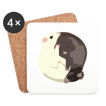 Yin Yang Black and White Ferret Gift - Coasters (set of 4) - white - Front