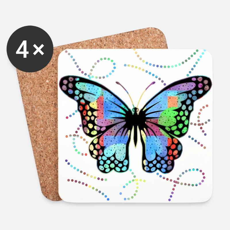 Schmetterling - Untersetzer (4er-Set) - Weiß