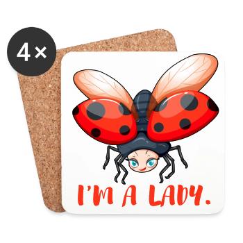 Je suis une dame cadeau de coccinelle douce - Dessous de verre (lot de 4) - blanc - Devant