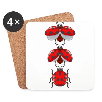 Cute ladybug insects with wings - Coasters (set of 4) - white - Front