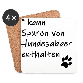 Kann Spuren von Hundesabber enthalten - Untersetzer (4er-Set) - Weiß - Vorne