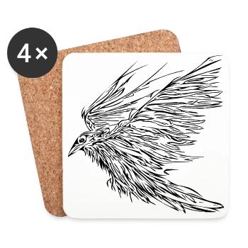 Flying raven - Coasters (set of 4) - white - Front