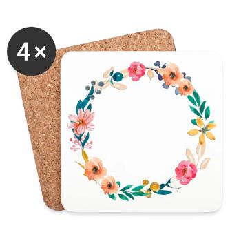 Schöner Blumenkranz- personalisierbar - Untersetzer (4er-Set) - Weiß - Vorne