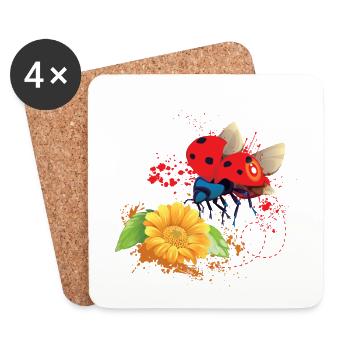Modschegiebchen ostdeutsch Marienkäfer Sachsen - Untersetzer (4er-Set) - Weiß - Vorne