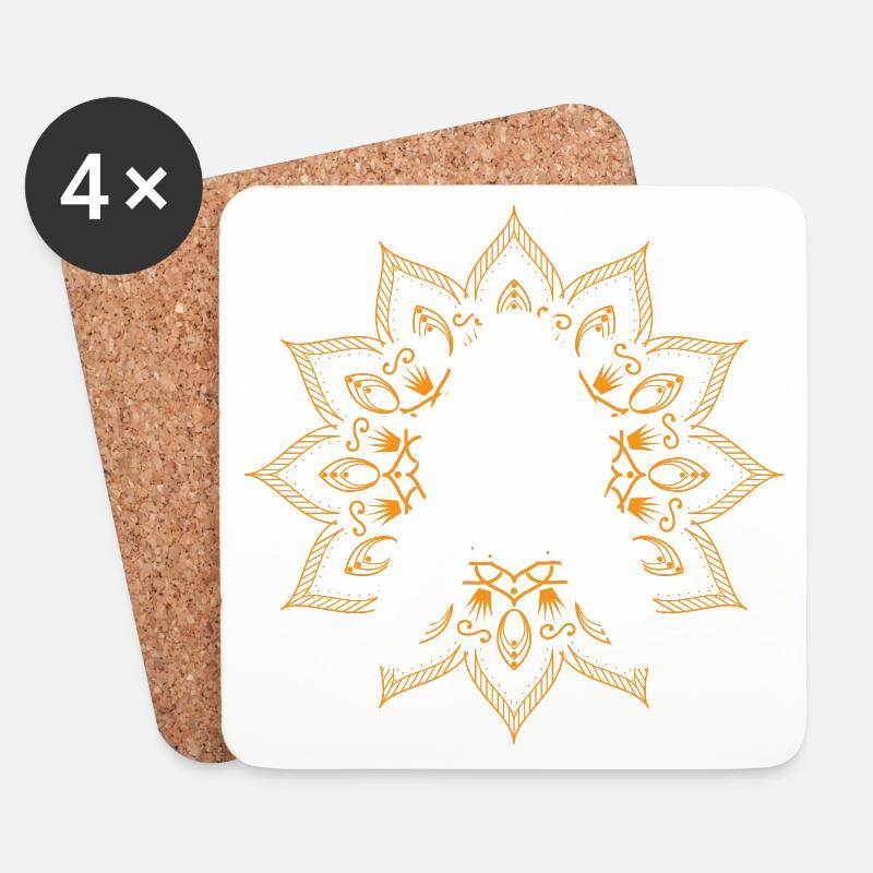 Marienkäfer Mandala Tribal Tattoo Geschenk - Untersetzer (4er-Set) - Weiß