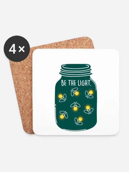 Be the Light! Camping Natur Glühwürmchen Sommer - Untersetzer (4er-Set) - Weiß
