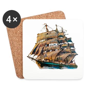 Sailing ship - Coasters (set of 4) - white - Front