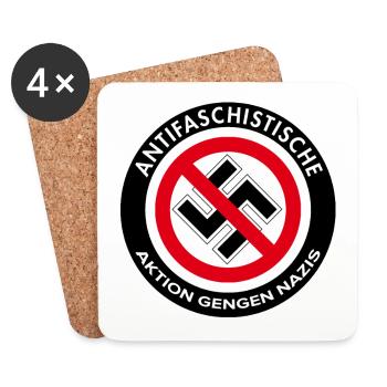 Antifaschistische Aktion gegen Nazis und Hass - Untersetzer (4er-Set) - Weiß - Vorne