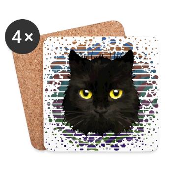 Chat - Dessous de verre (lot de 4) - blanc - Devant
