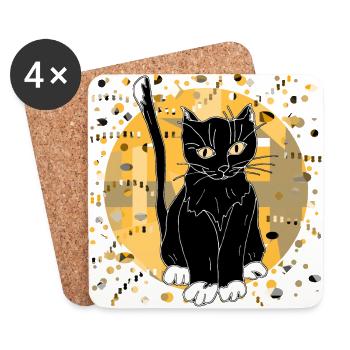 Chat - Dessous de verre (lot de 4) - blanc - Devant