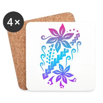 Samoa Flower Polynesian Tribal Tattoo Gift Idea - Coasters (set of 4) - white - Front