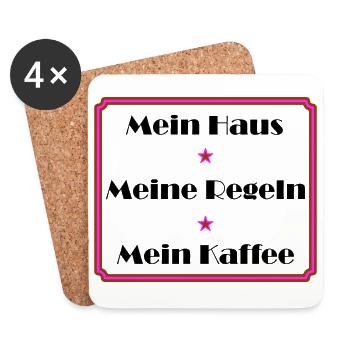 Mein Haus meine Regeln mein Kaffee - Untersetzer (4er-Set) - Weiß - Vorne