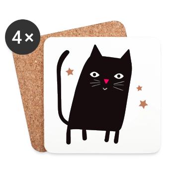 Katze - Untersetzer (4er-Set) - Weiß - Vorne