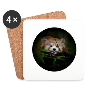 red panda comic style red panda - Coasters (set of 4) - white - Front